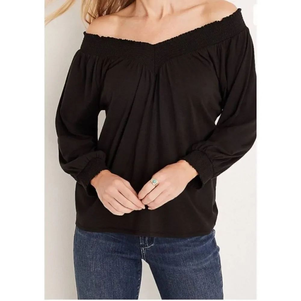 Maurices 2X Solid Smocked Off The Shoulder Top (L)
